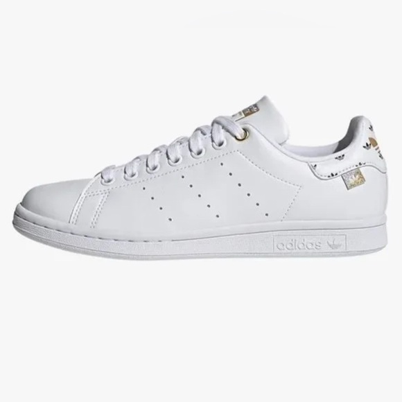 ADIDAS Stan Smith Advantage Sneaker White Silver Gold Size 10 - Picture 1 of 11